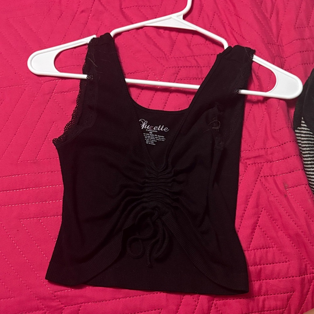 Sleek Black Ruched Crop Top